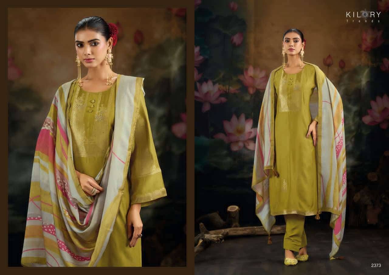 REEM By KILORY TRENDS 2371 To 2374 Series Stylish Beautiful Colourful PURE MUSLIN JACQUARD SILK Dresses At Wholesale Price